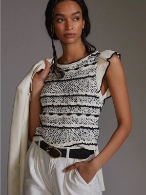 ANTHROPOLOGIE ruffle sweater tank size M